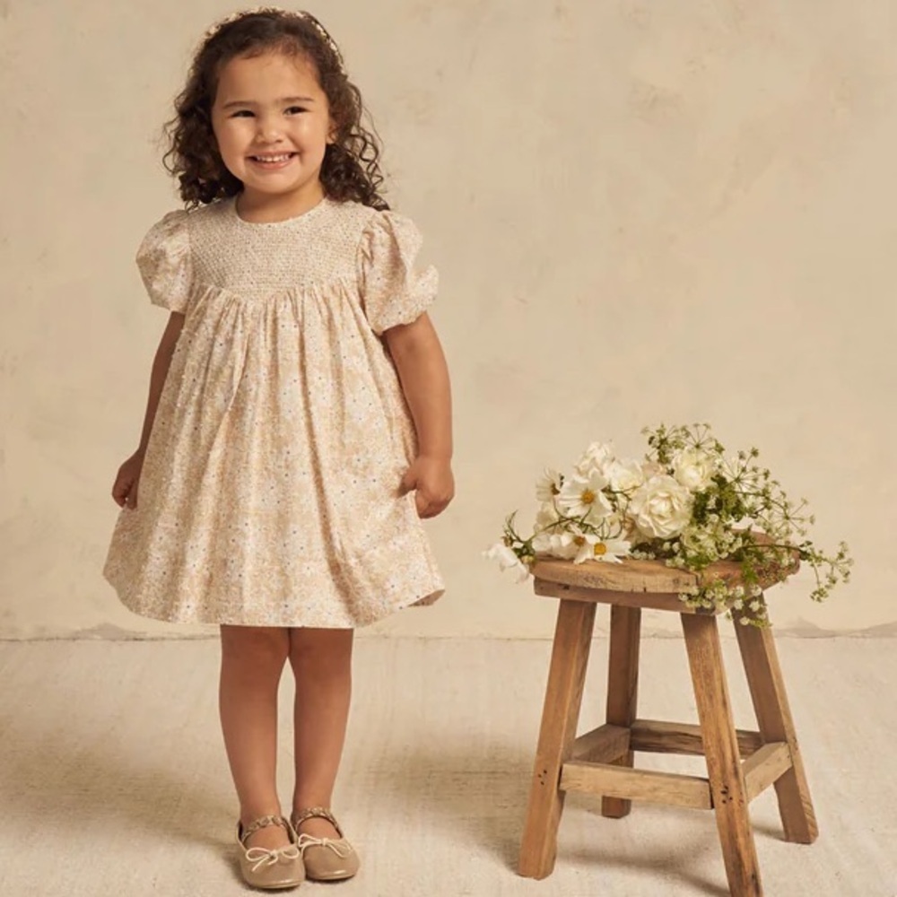 Noralee Daphne Dress Spring Fields Floral Smocked Puff Sleeve Dress Size 8Y NWT